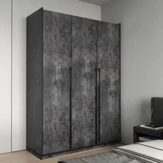 Шафа на 3 двері зі штангою, полицями (Марвел-3) black-beton