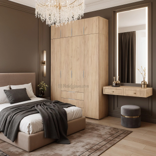 Шафа для одягу Атмо 4д3ш Дуб крафт золотий + антресоль