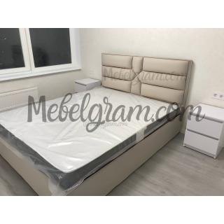 Ліжко Фиона 160х200 з газовим підйомним механізмом (Велюр, Антикіготь, Бежевий) 